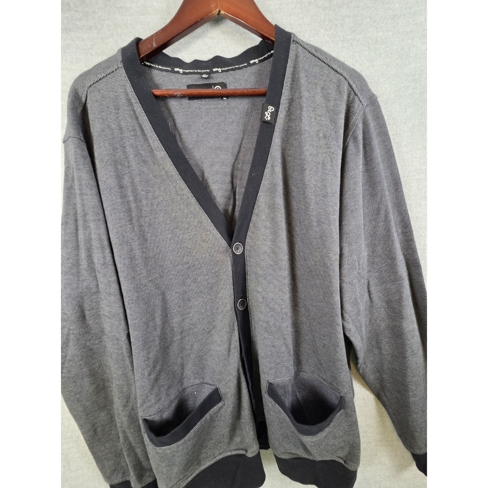 Lifted Research Group LRG Cardigan Sweater Mens XL Gray Black Preppy Dad Logo